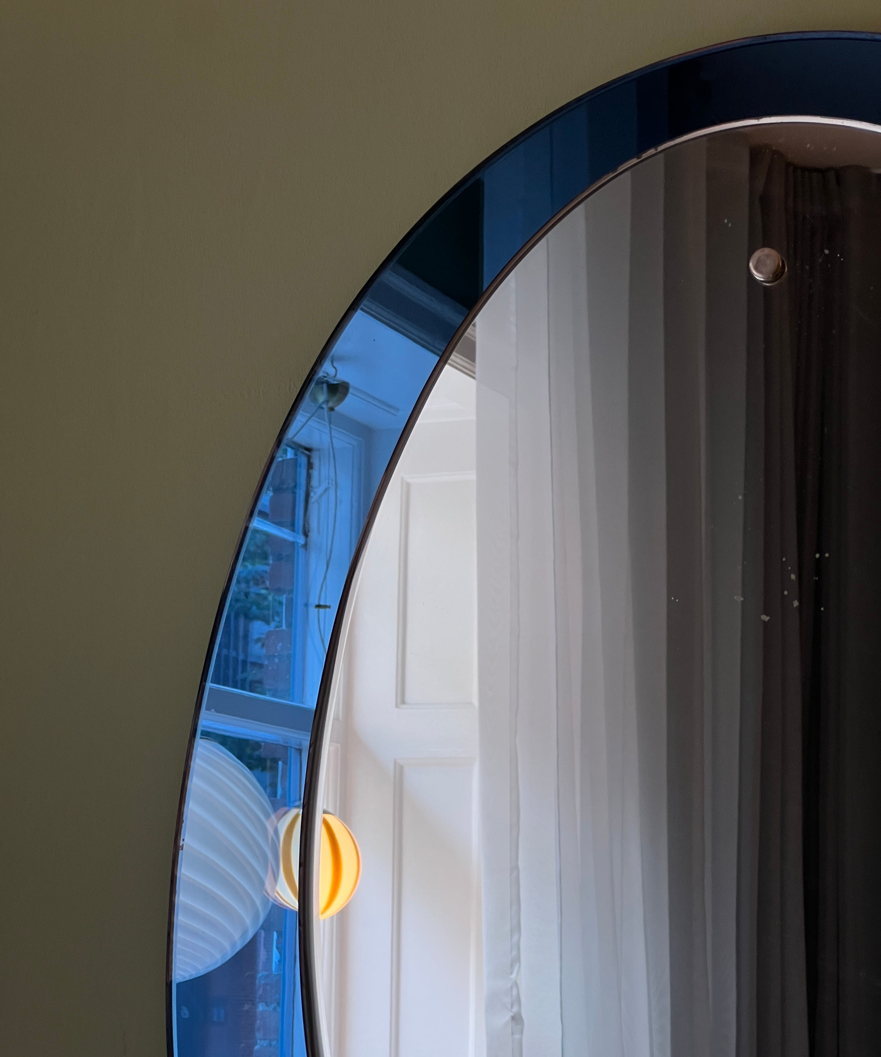 Vintage Italian mirror with blue mirror frame