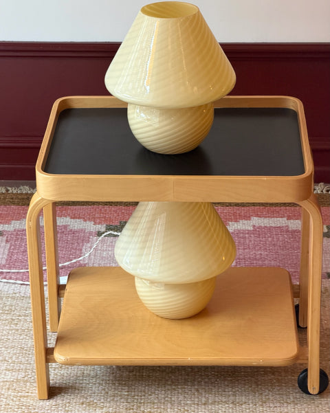 Vintage yellow swirl Murano mushroom table lamp (2 available)
