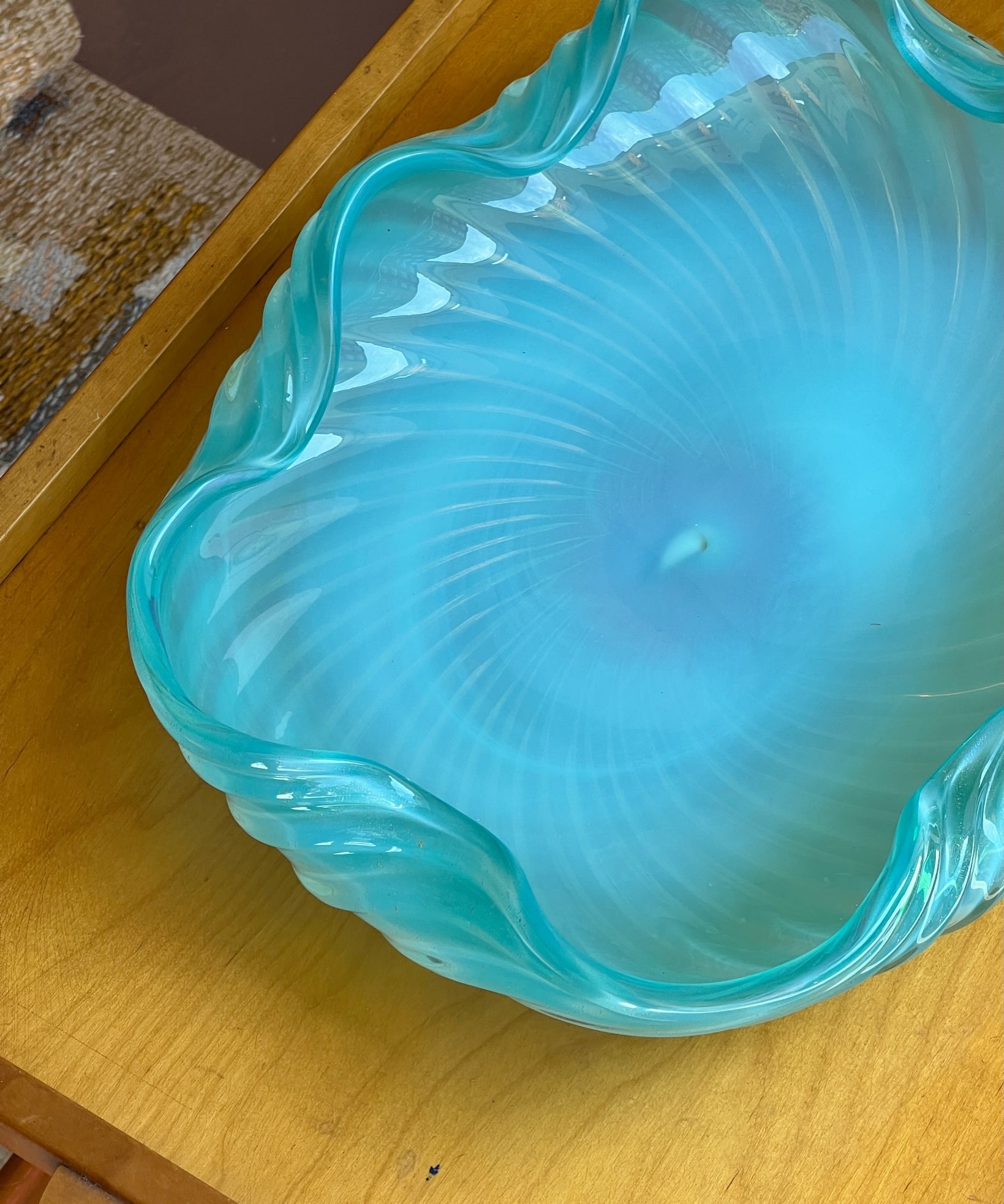 Large vintage blue Murano dish