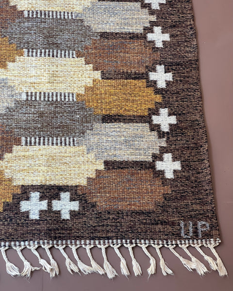 Vintage brown flat weave rug by Ulla Parkdal (UP)