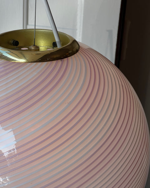 Vintage Murano pink swirl ceiling lamp (D35)