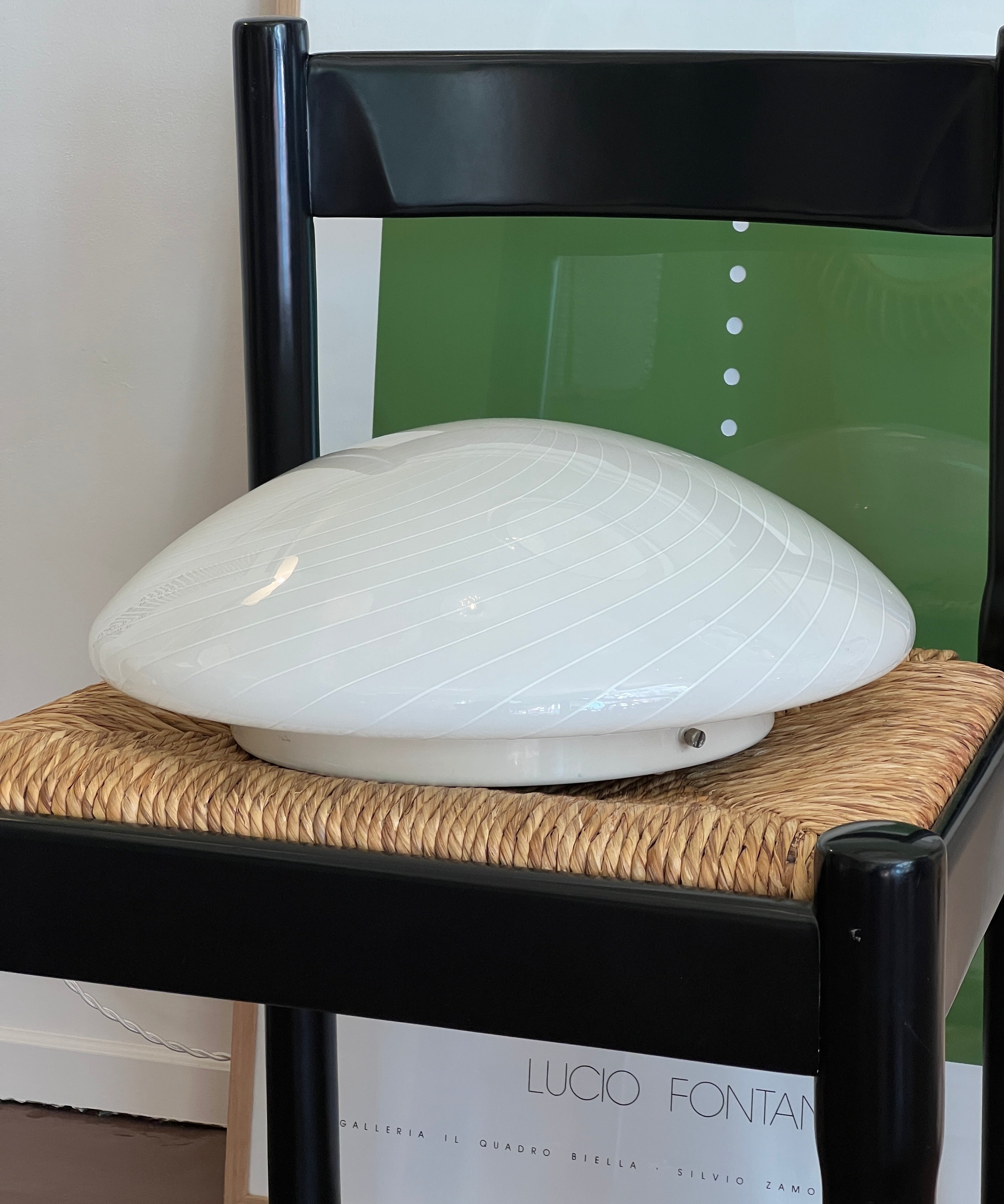 Vintage Murano light cream swirl ceiling/wall lamp (D40)