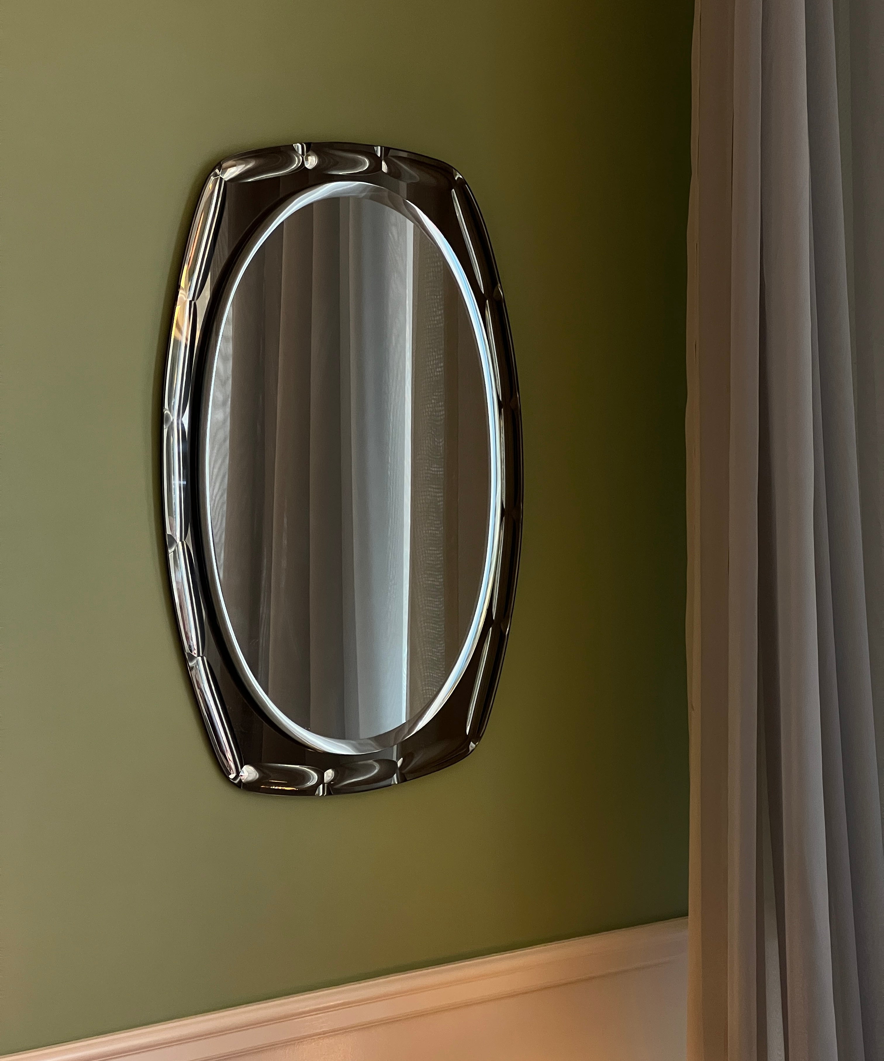 Vintage rosegold/brown oval Italian Mirror
