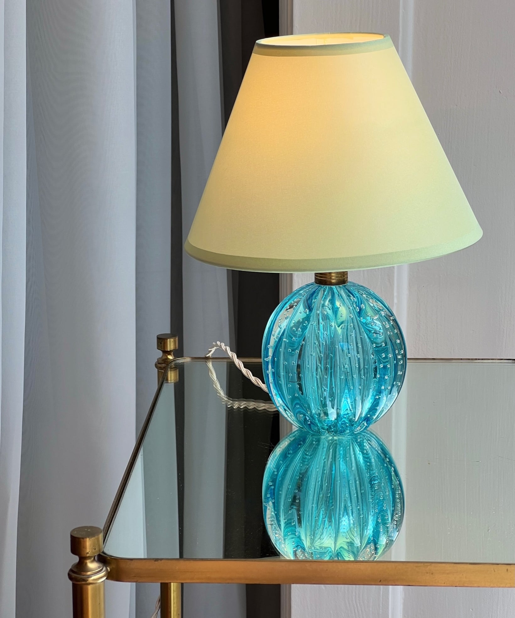 Vintage blue Murano table lamp (with shade)