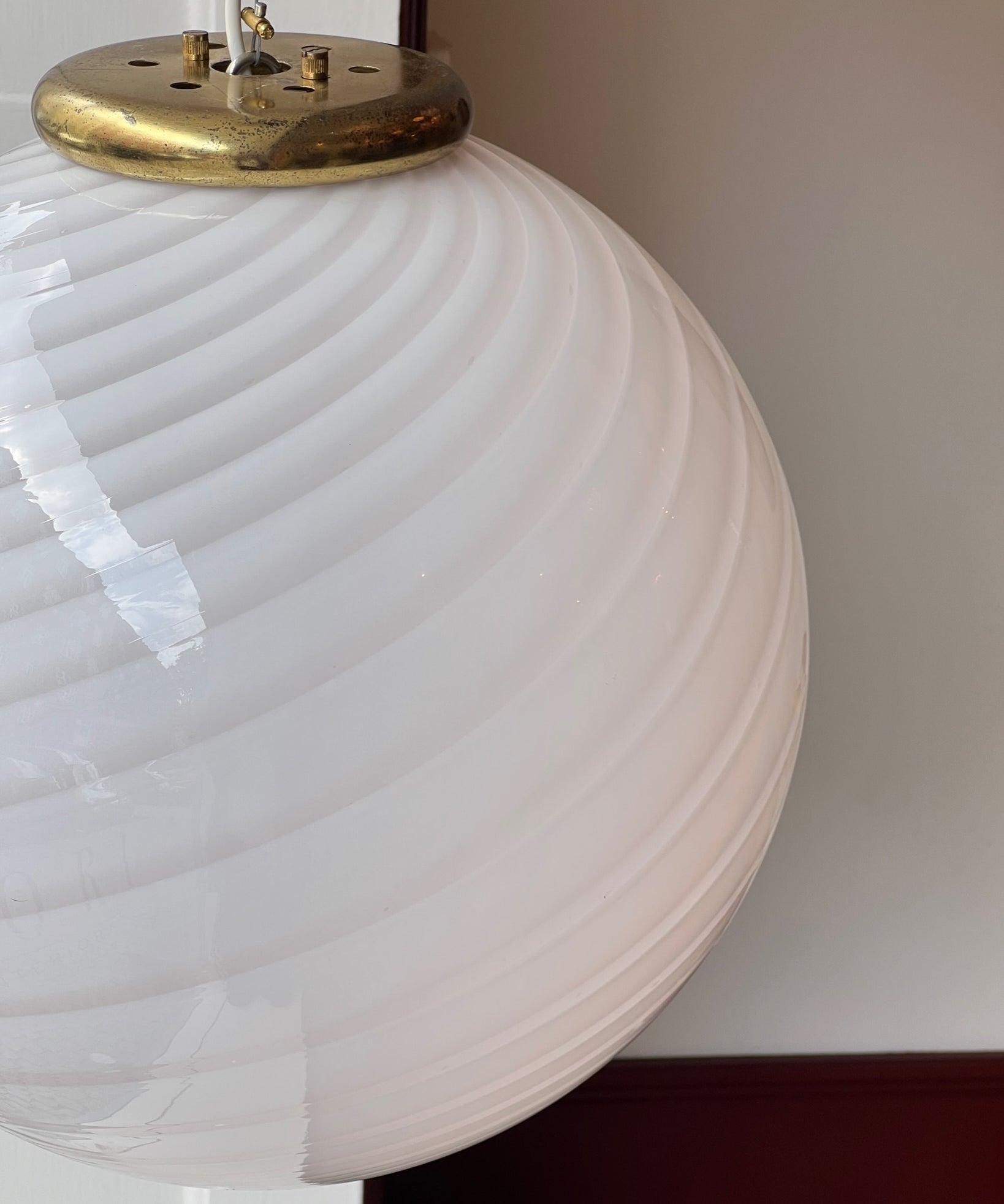 Vintage Murano light pink swirl ceiling lamp (D40)