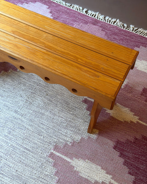 Vintage Swedish pine wood bench