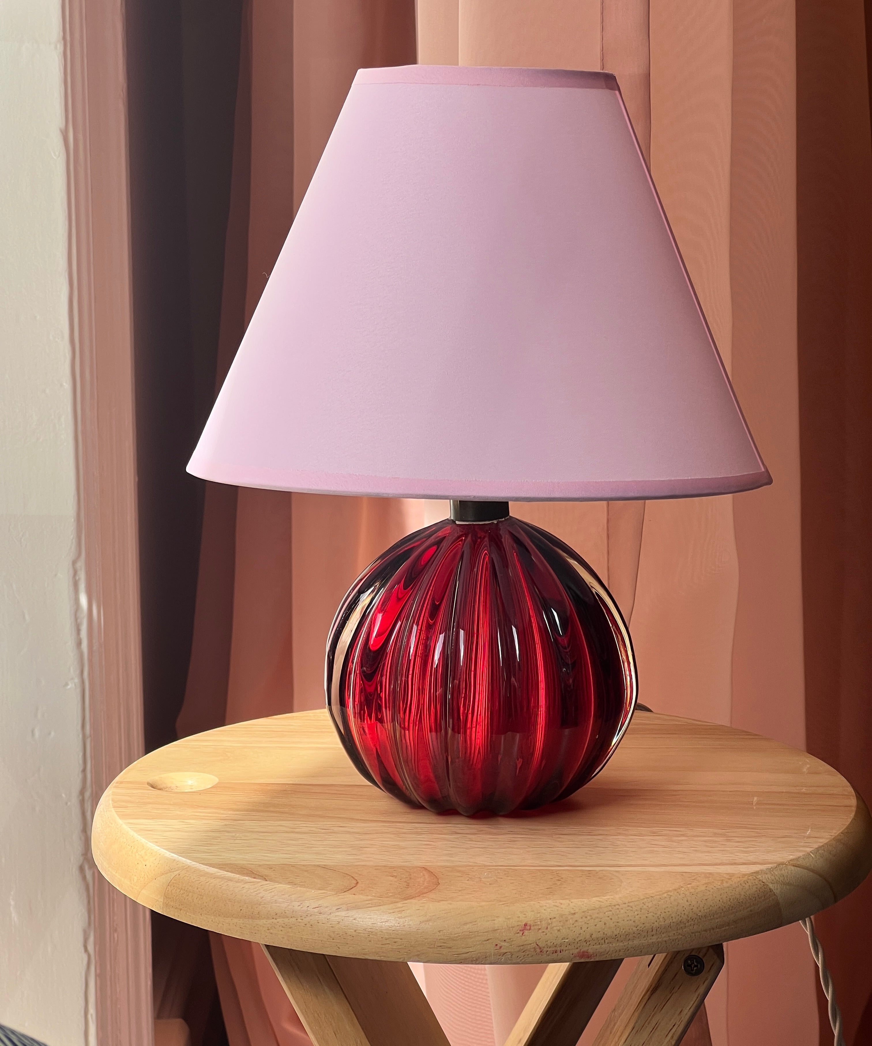 Vintage cherry red Murano table lamp (with shade)