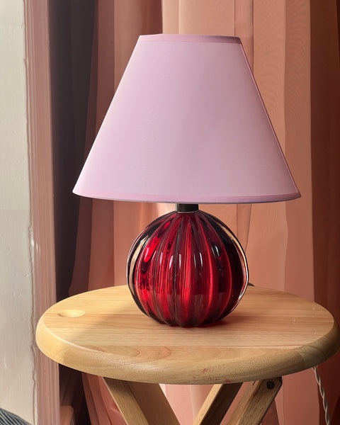 Vintage cherry red Murano table lamp (with shade)
