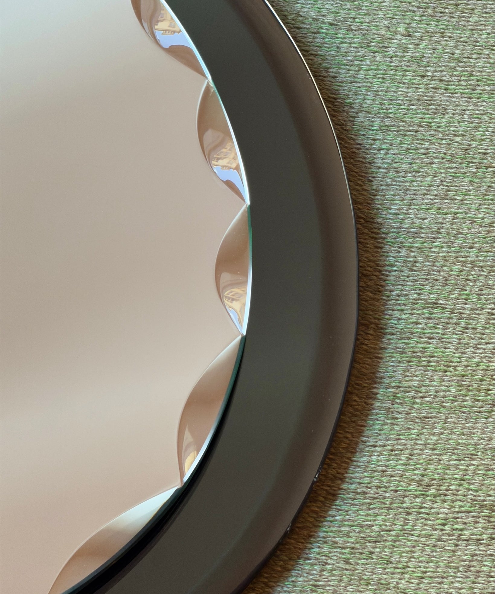 Vintage Italian mirror with faceted green mirror frame