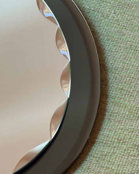 Vintage Italian mirror with faceted green mirror frame