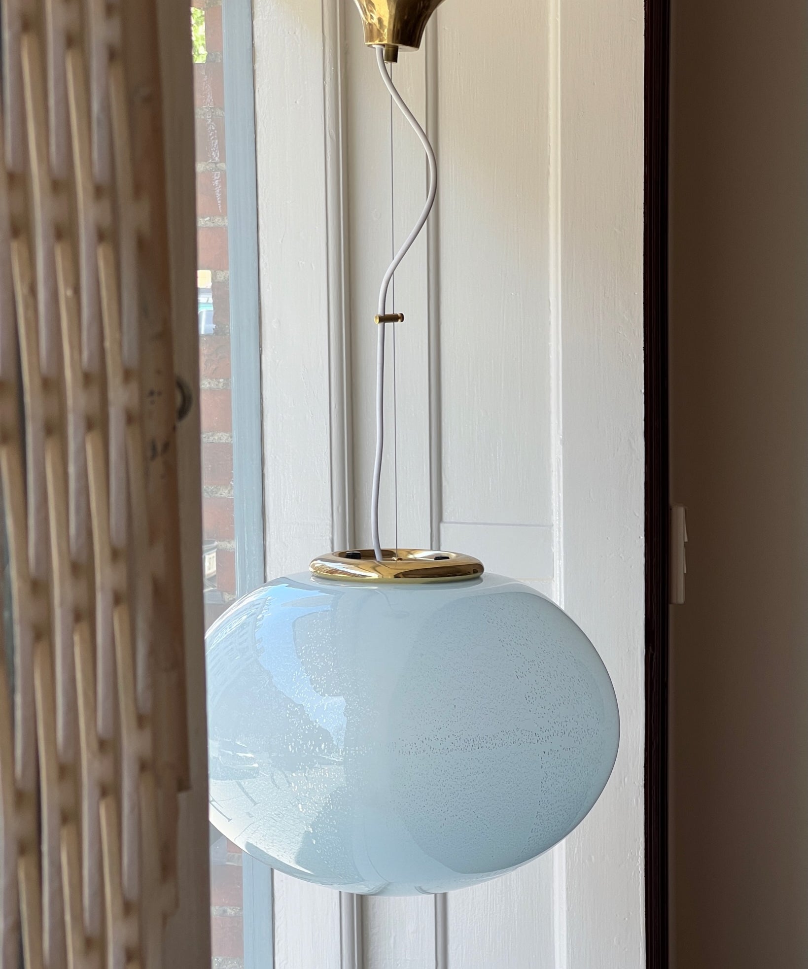 Vintage Murano blue/silver ceiling lamp (D45)