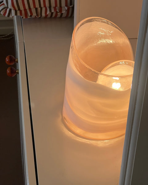 Vintage milky white/pink Murano table lamp