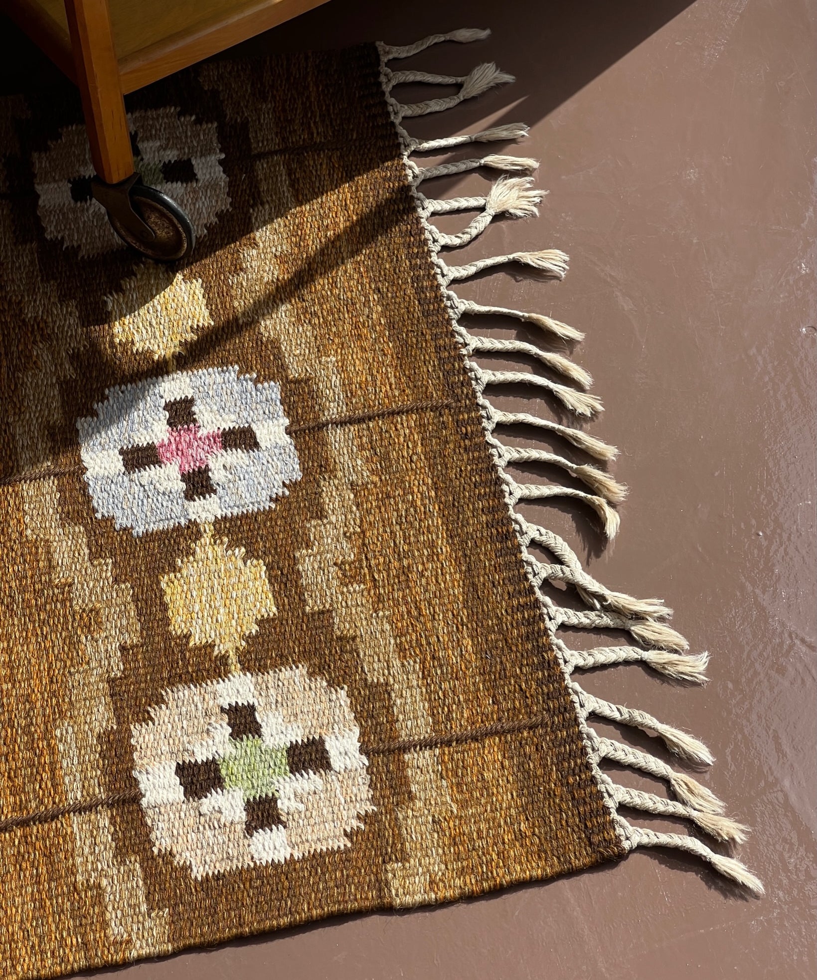 Vintage flat weave rug/runner by Ingegerd Silow (IS)