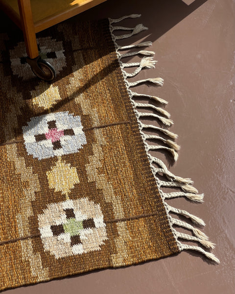 Vintage flat weave rug/runner by Ingegerd Silow (IS)