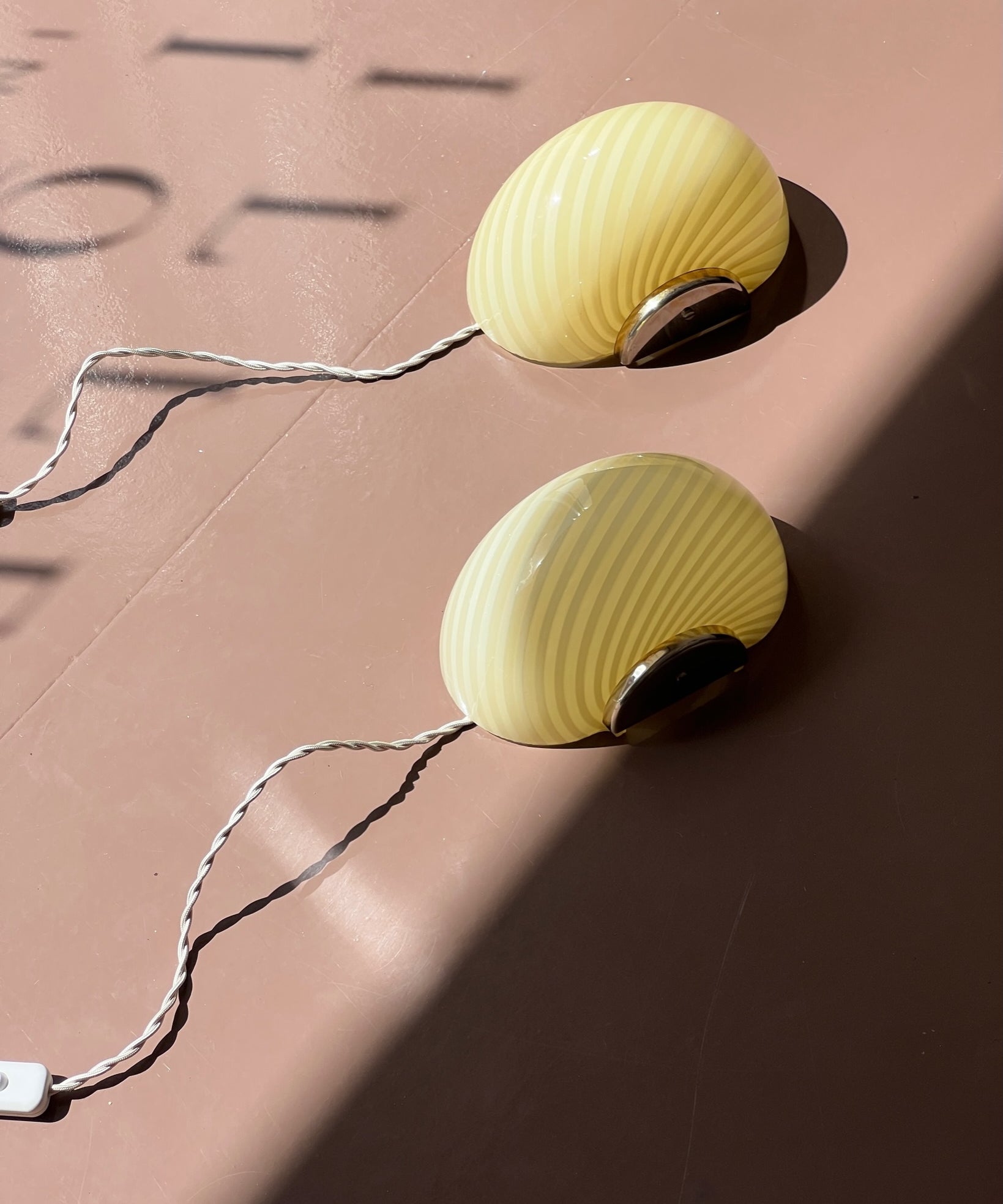 Vintage Murano yellow swirl wall lamp