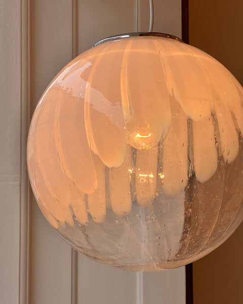 Vintage white clear Murano ceiling lamp (D35)