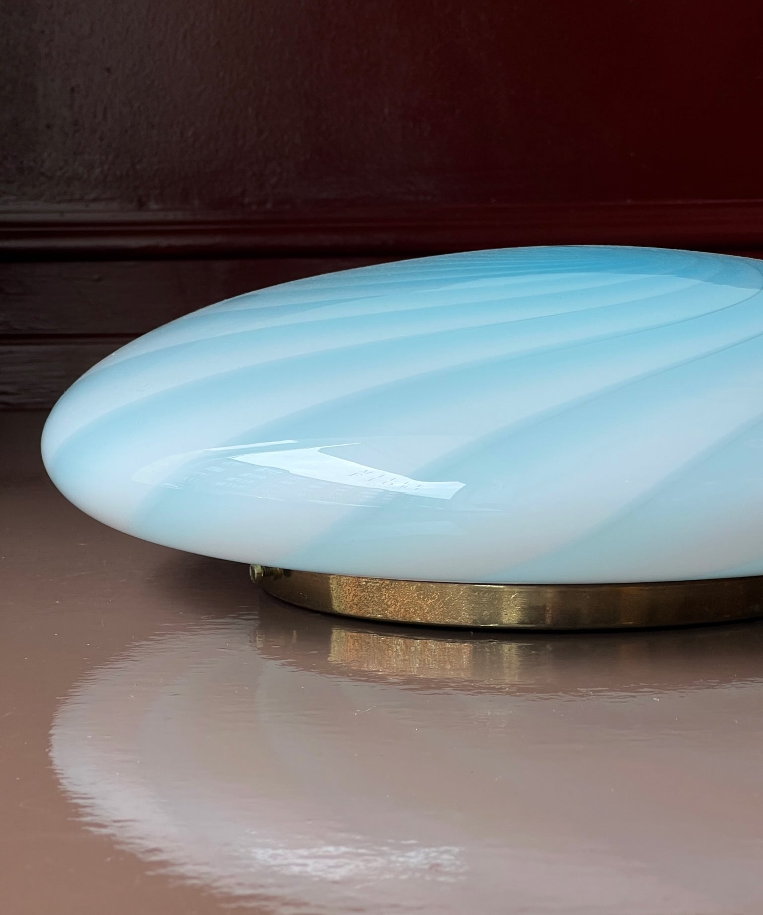 Vintage Murano light blue swirl ceiling/wall lamp (D35)