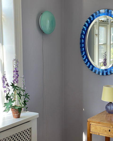 Vintage Murano opal turquoise ceiling/wall lamp (D25) (1 available)