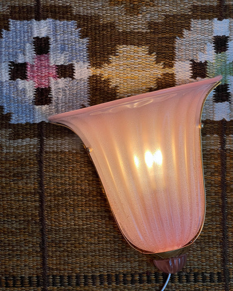 Vintage pink / shimmer Murano wall lamp (2 available)