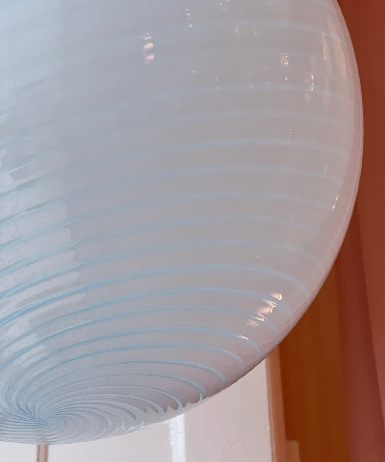 Vintage Murano light blue swirl ceiling lamp (D40)