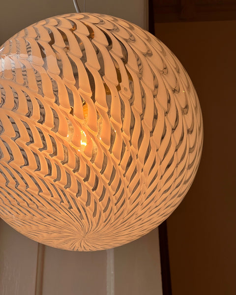 Vintage Murano white vertical pattern ceiling lamp (D30)