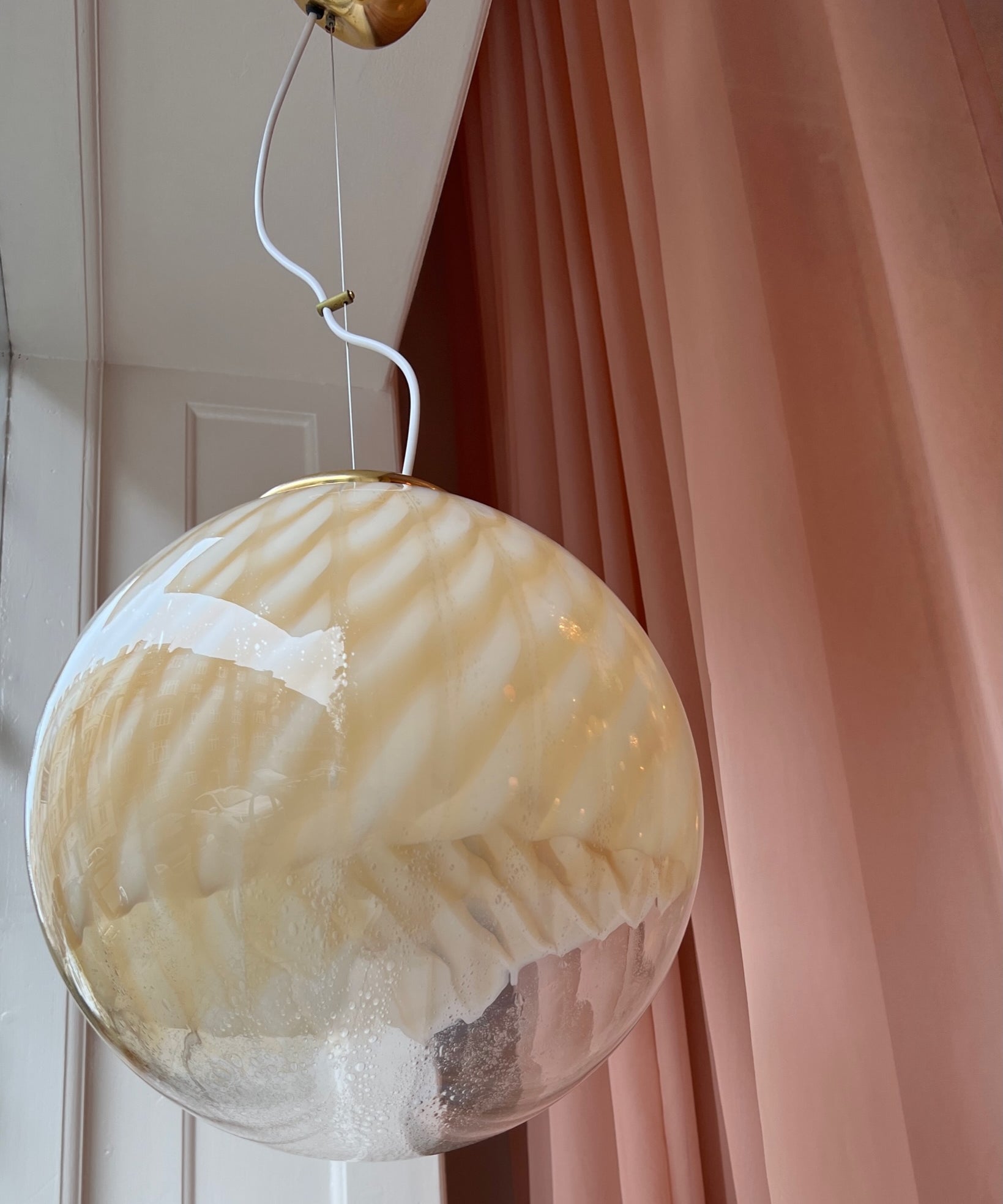 Vintage golden/cream clear Murano ceiling lamp (D40)