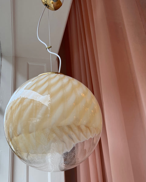 Vintage golden/cream clear Murano ceiling lamp (D40)