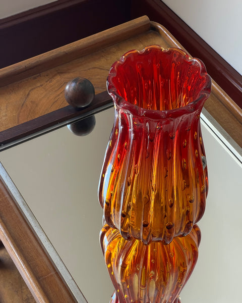 Vintage red/orange Murano vase