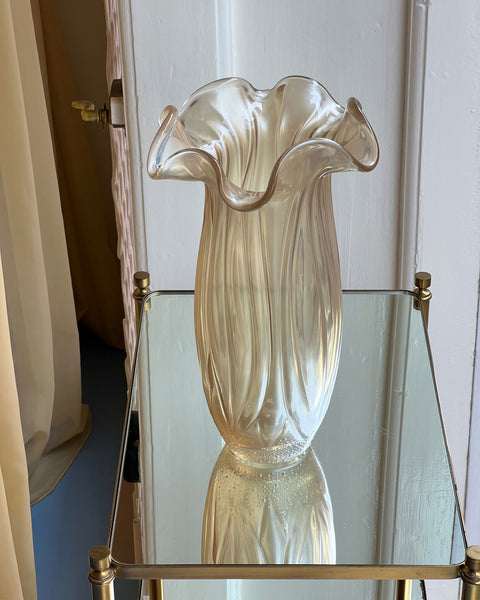 Vintage large clear/golden Murano vase