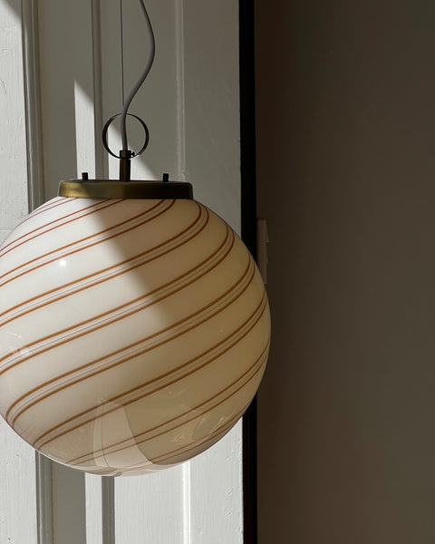 Vintage Murano cream/brown swirl ceiling lamp (D40)