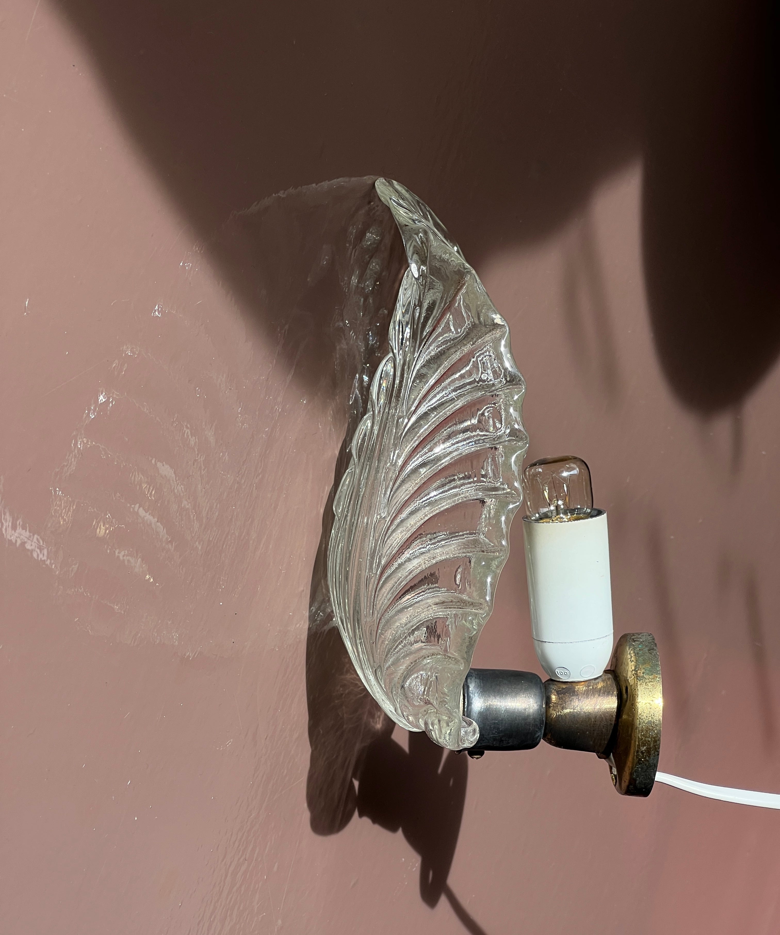 Vintage Murano leaf wall lamp