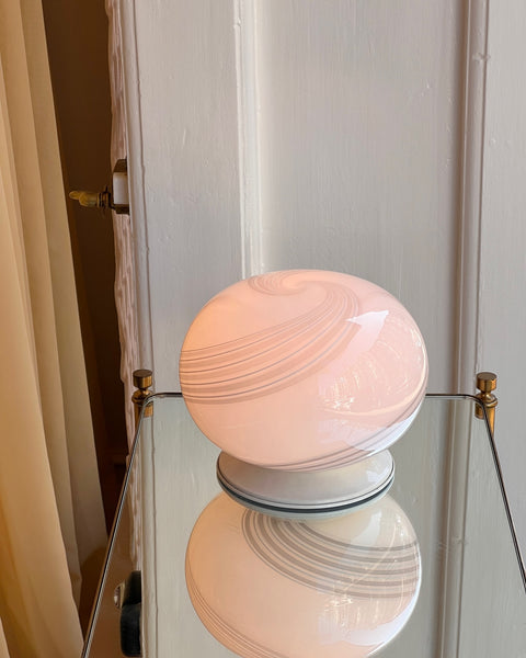 Vintage white round Murano table lamp