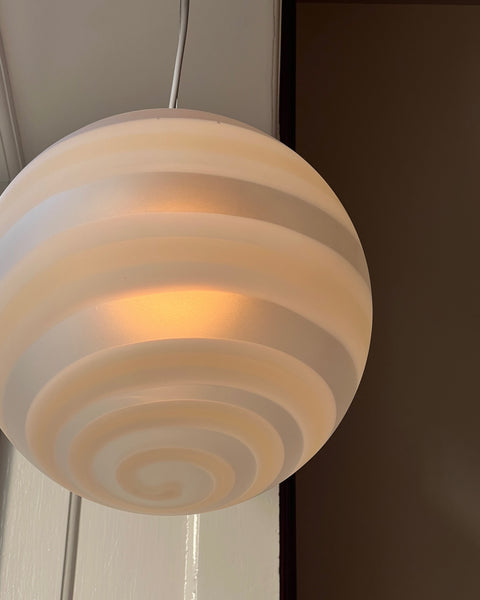 Vintage blured yellow/white swirl Murano ceiling lamp (D35)