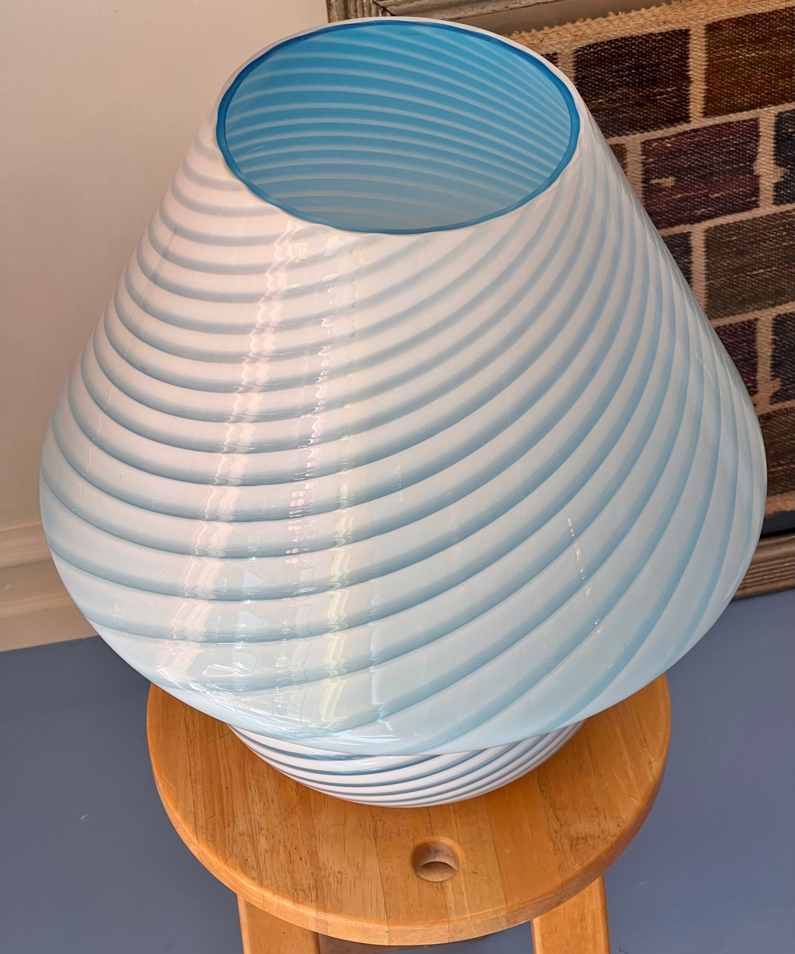 Vintage light blue Murano mushroom table lamp - Large
