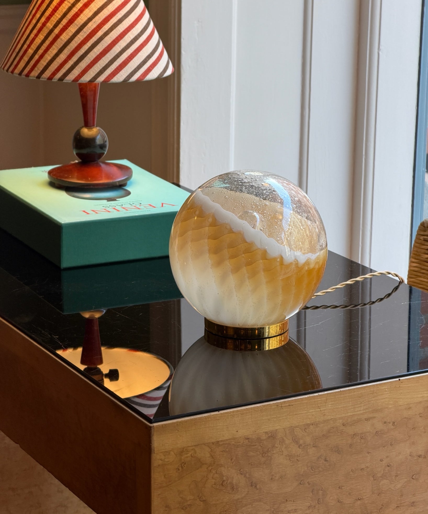 Vintage golden clear Murano table lamp