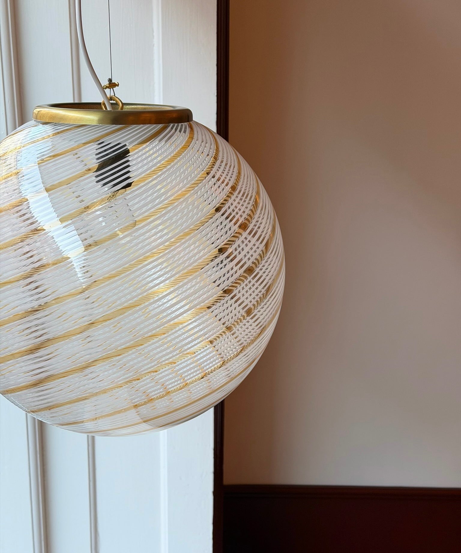 Vintage golden clear Murano ceiling lamp (D40)