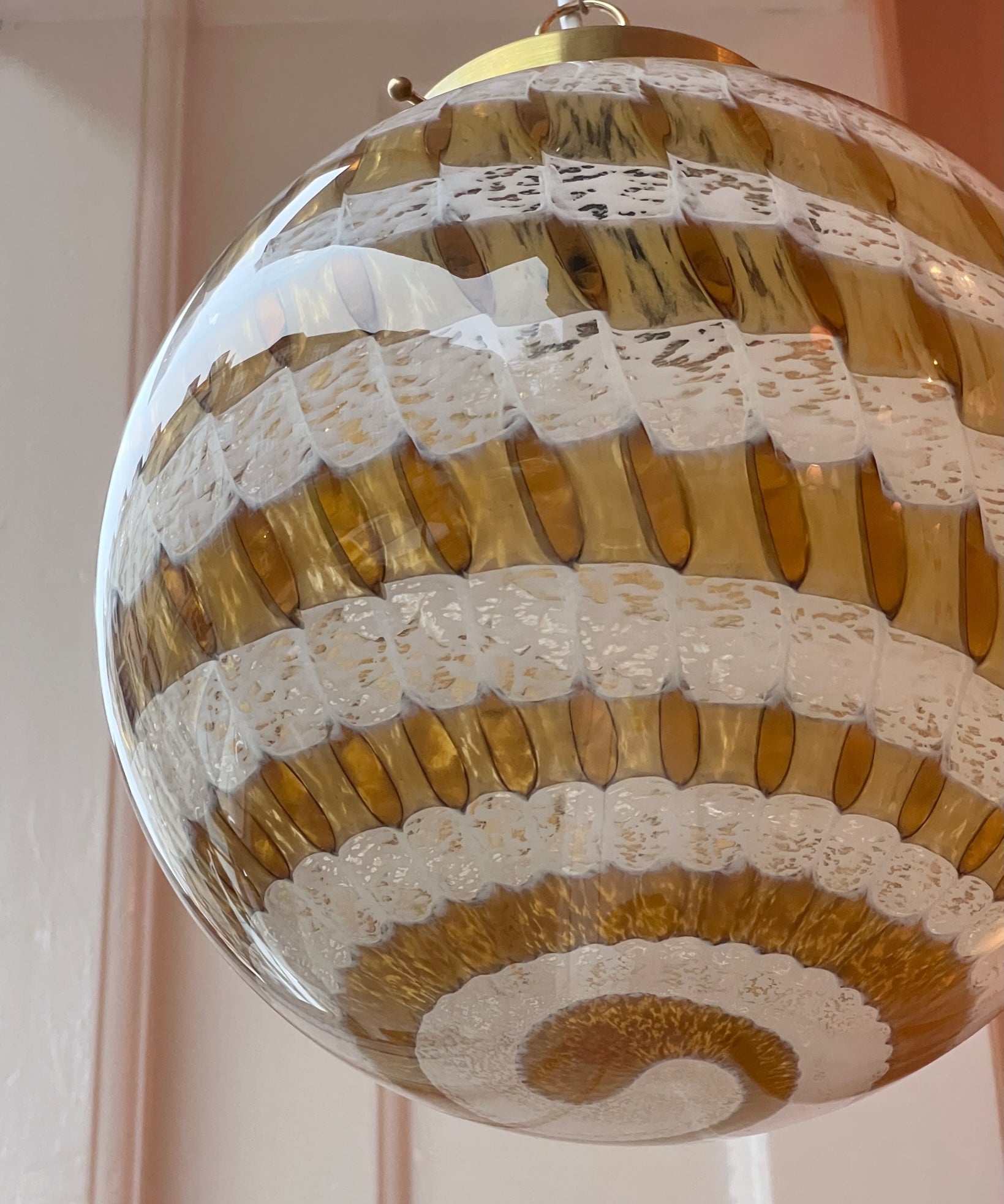 Vintage golden clear Murano ceiling lamp (D28) (1 available)