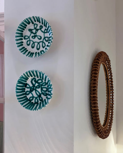 Vintage green / white ceramic plate