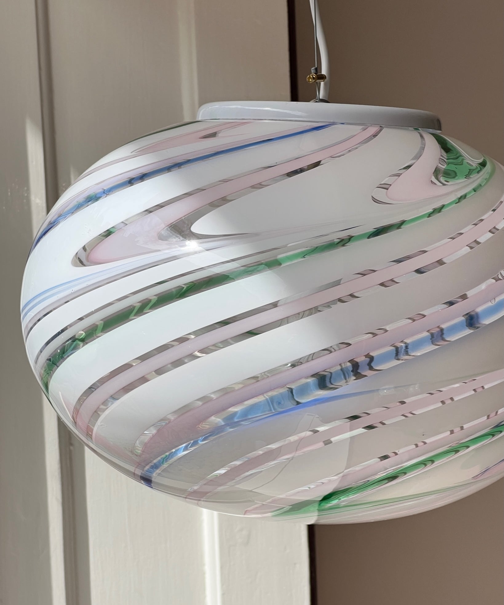 Vintage oval Murano multi-coloured/transparent ceiling lamp (D38)