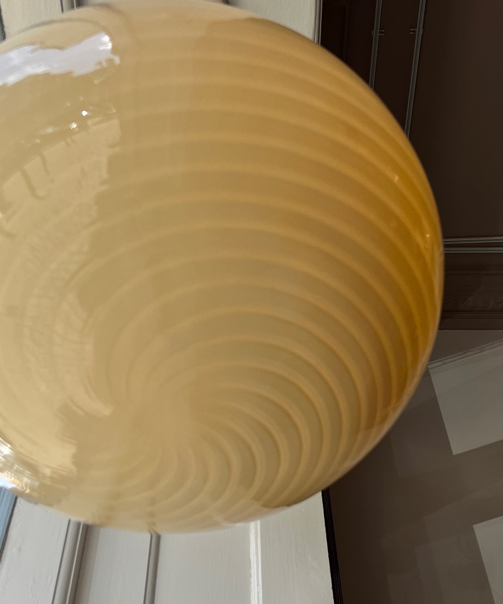 Vintage oval yellow swirl Murano ceiling lamp (D40)