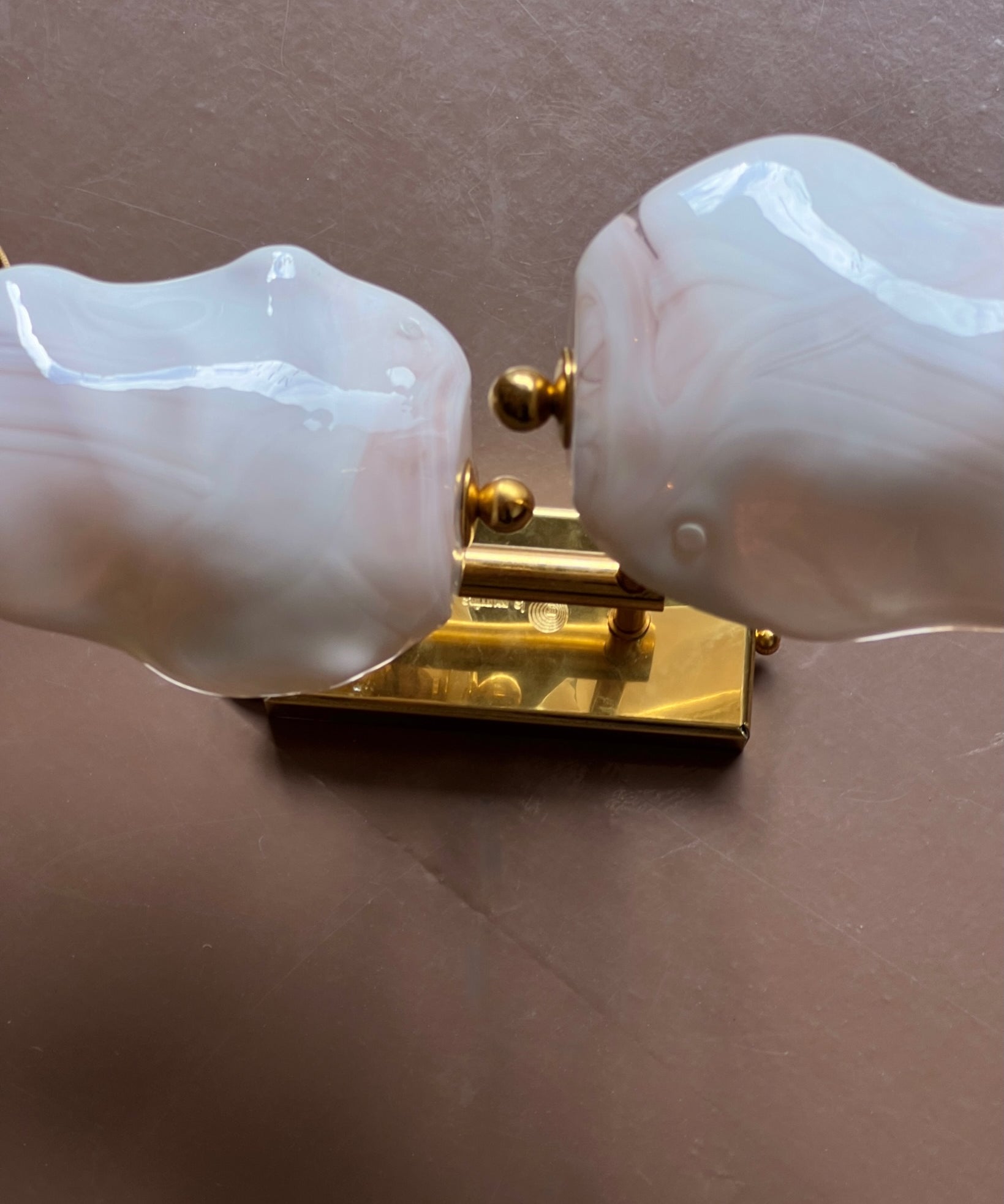 Vintage milky white/pink Murano double wall lamp