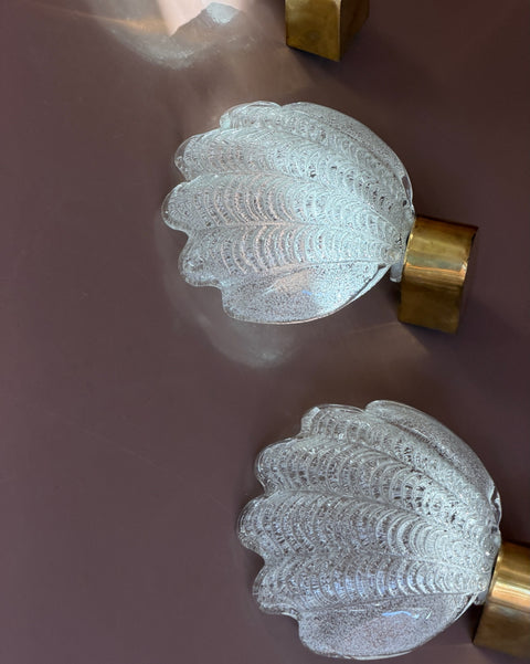 Vintage clear Murano shell wall lamp (3 available)