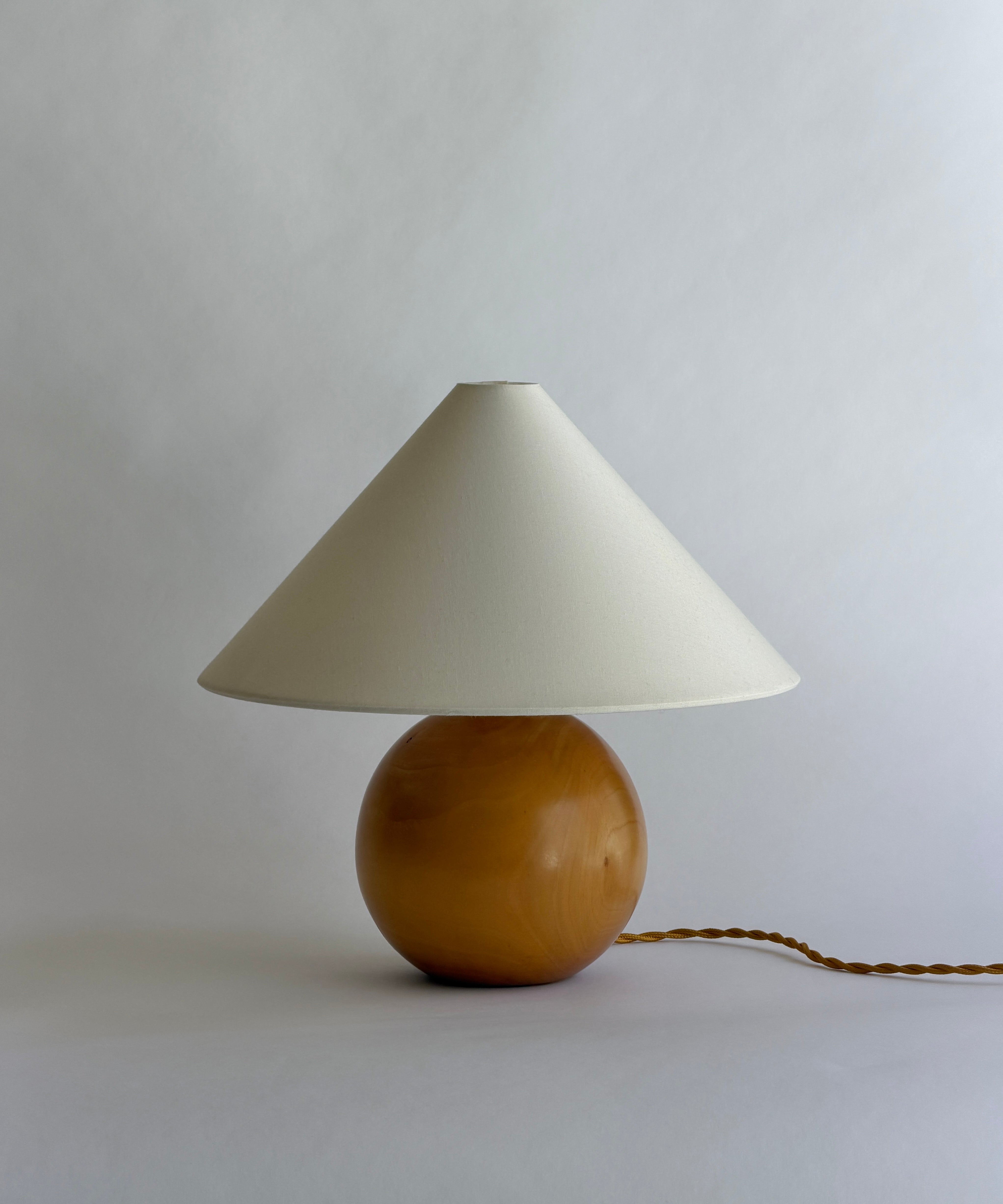 Vintage round wooden table lamp