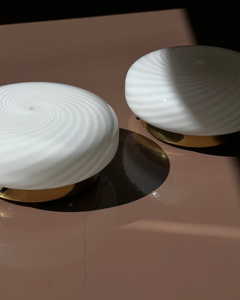 Vintage Murano white swirl ceiling/wall lamp (D30) (2 available)