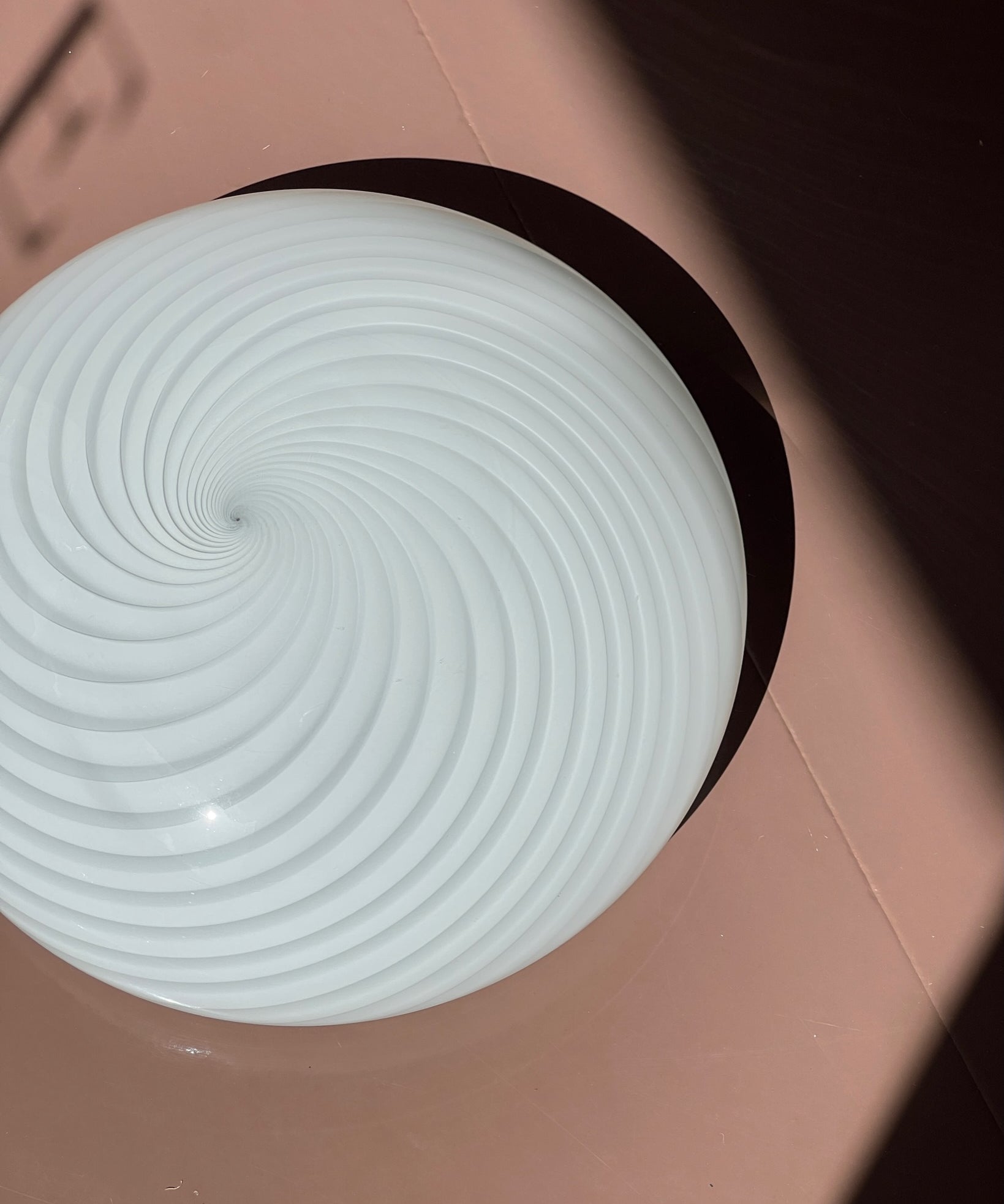 Vintage Murano white swirl ceiling/wall lamp (D38)