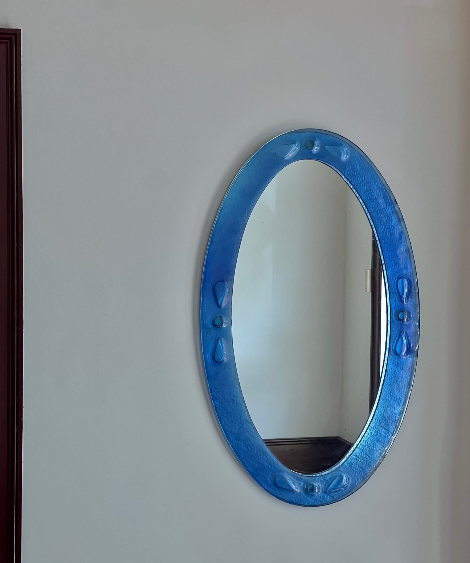 Large vintage Italian mirror with blue mirror frame