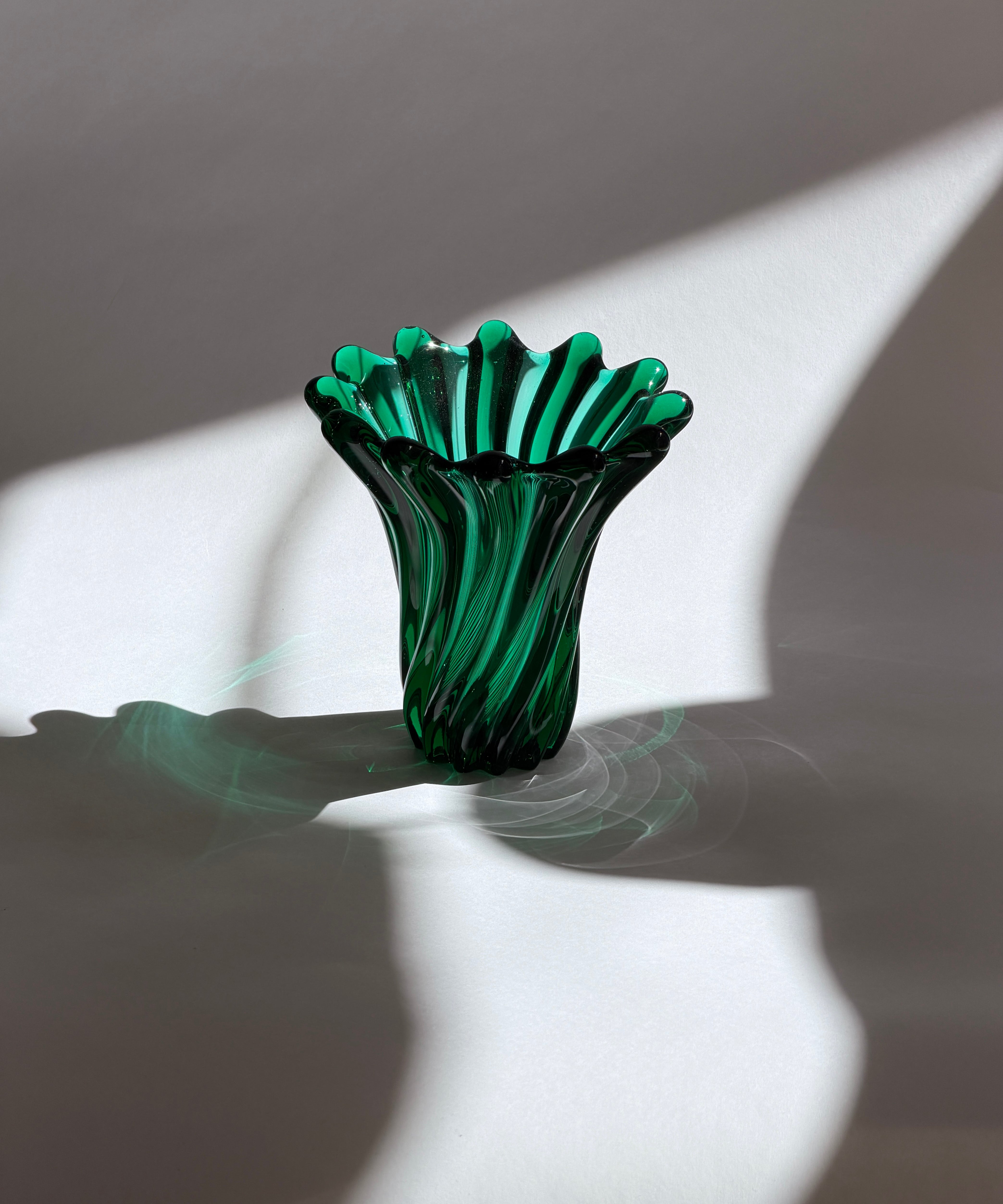 Vintage green Murano vase