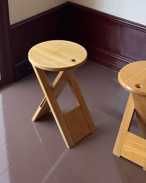 Vintage foldable wooden stool/side table