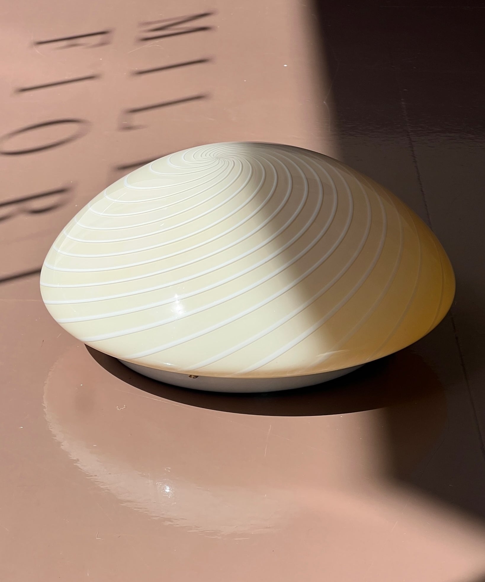 Vintage Murano cream/white swirl ceiling/wall lamp (D28)
