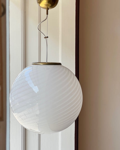 Vintage Murano white swirl ceiling lamp (D40)
